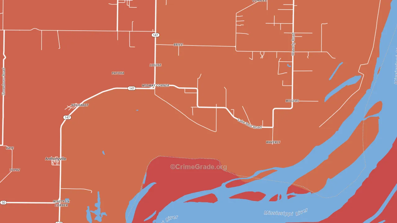 Midway Corner, AR Map of Murder Rates