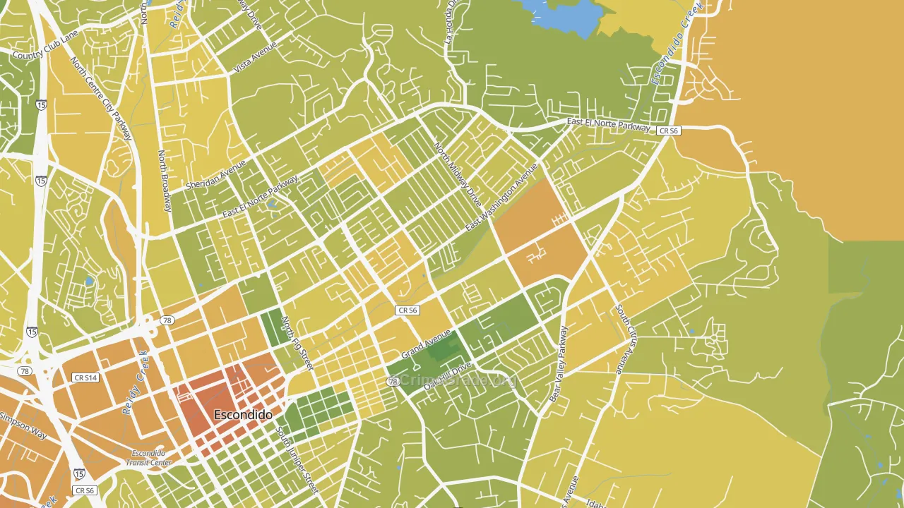 Midway, Escondido, CA Map of Murder Rates
