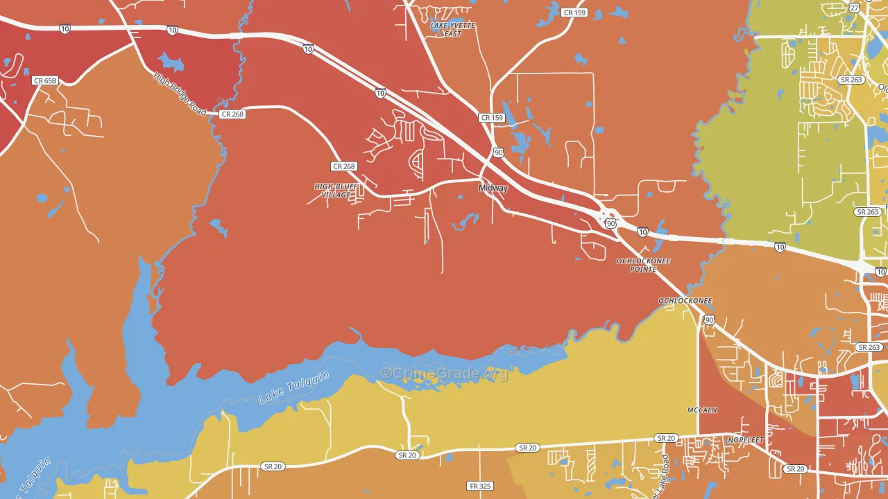 Midway, FL Map of Murder Rates