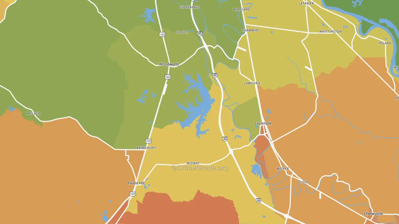 Midway, LA Map of Murder Rates