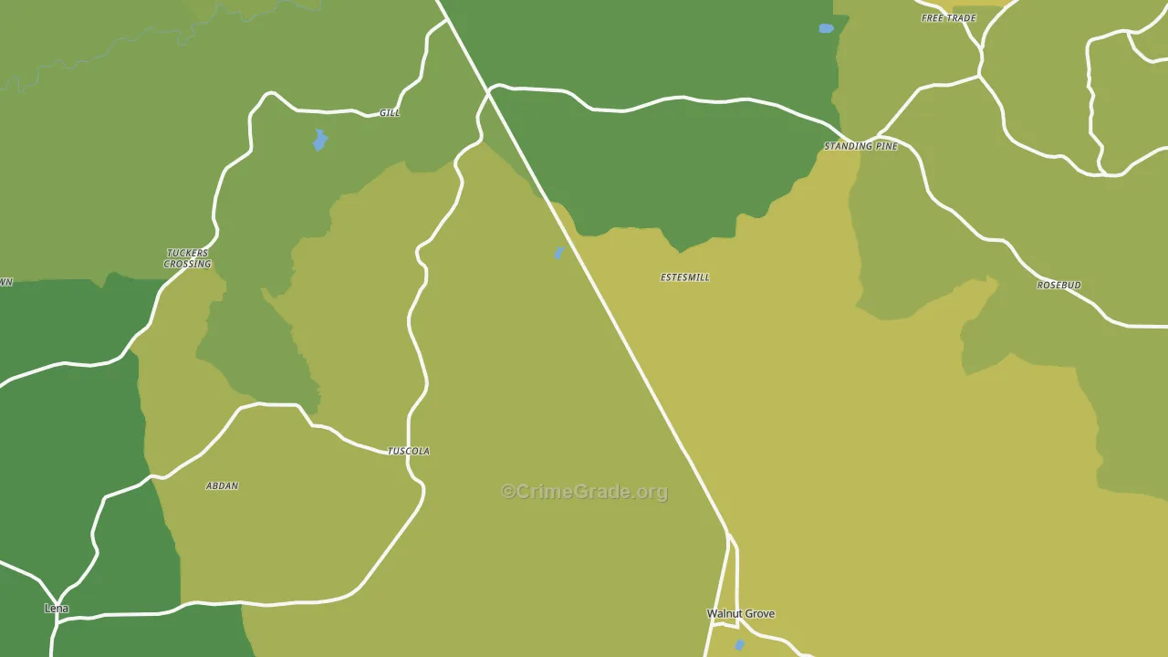 Midway, MS Map of Murder Rates