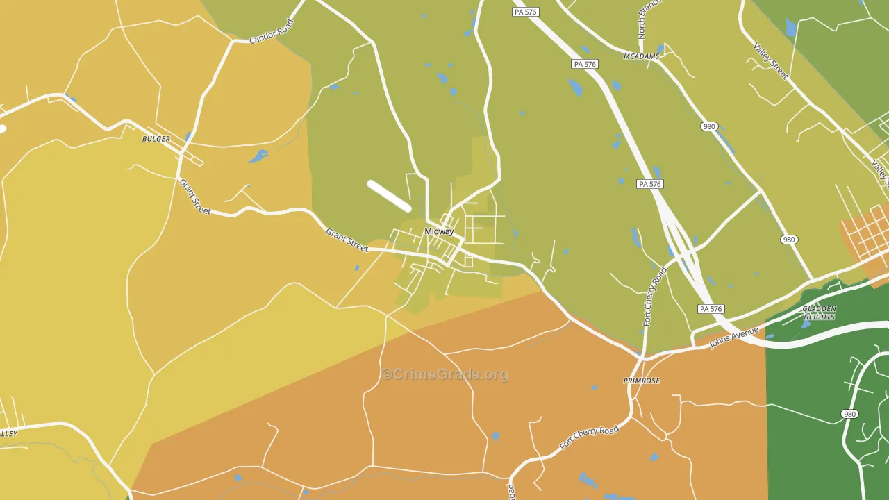 Midway, PA Map of Murder Rates