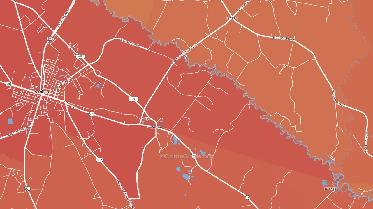 Midway, SC Map of Murder Rates