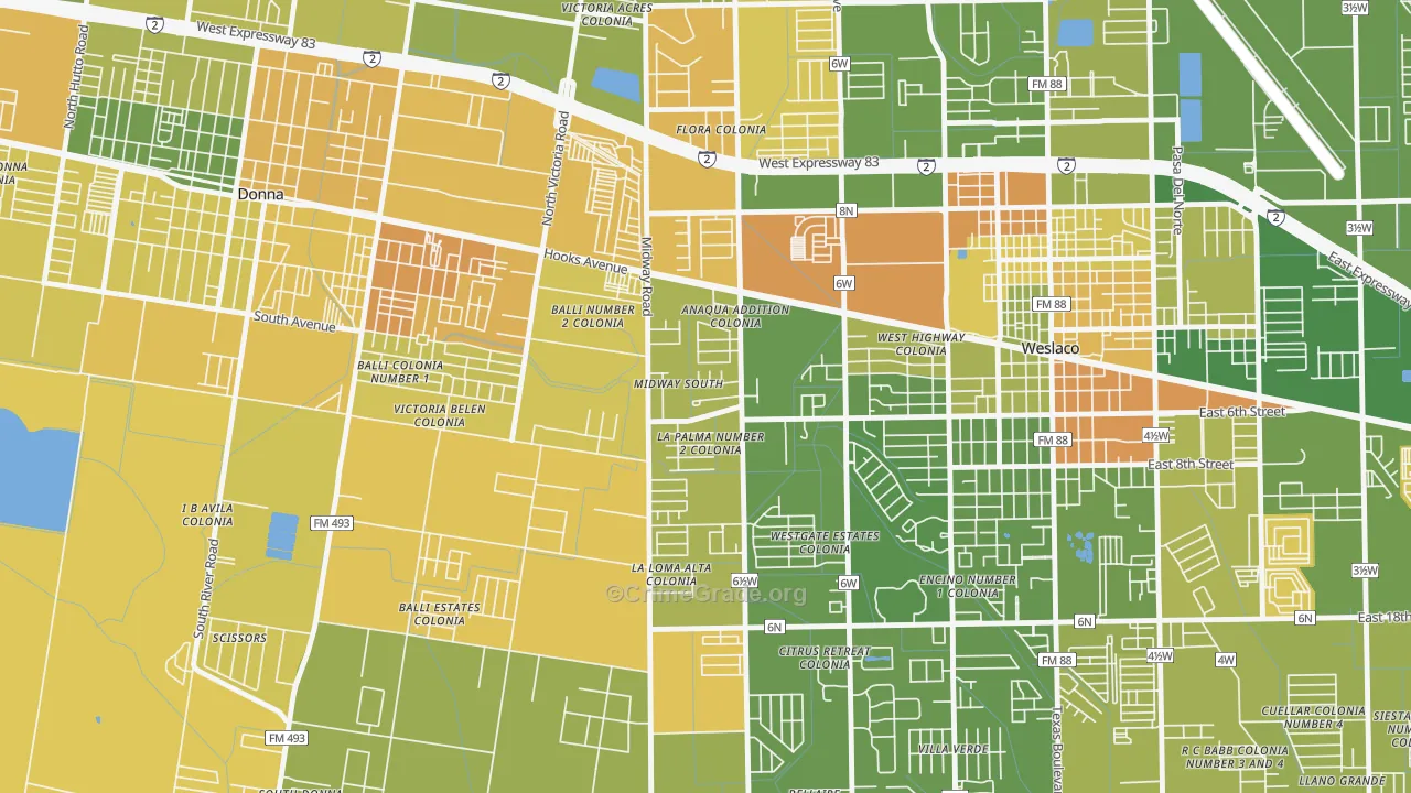 Midway South, TX Map of Murder Rates