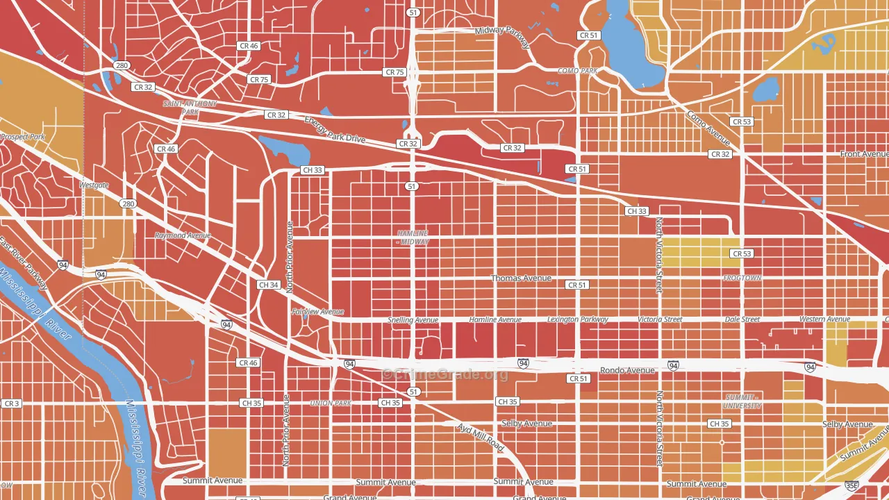Midway, St. Paul, MN Map of Murder Rates