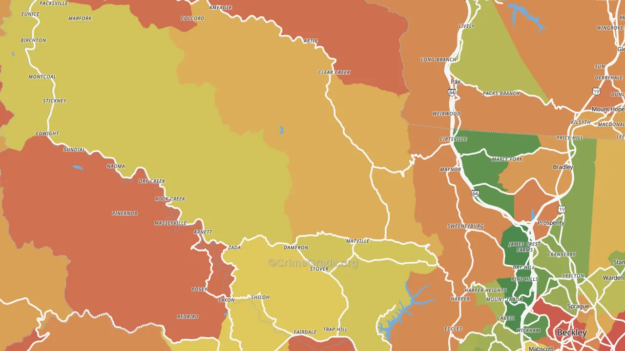 Midway, WV Map of Murder Rates