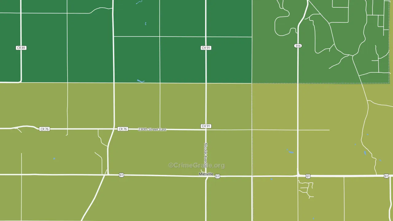 Miesville, MN Map of Murder Rates
