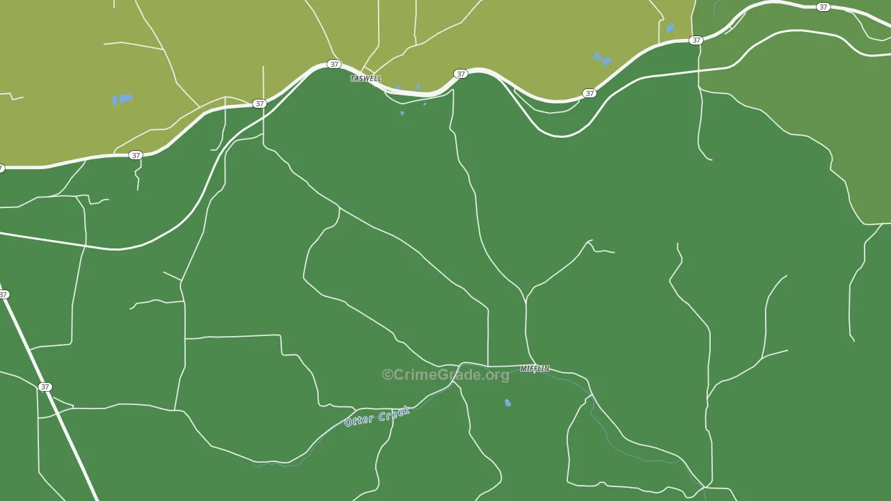 Mifflin, IN Map of Murder Rates
