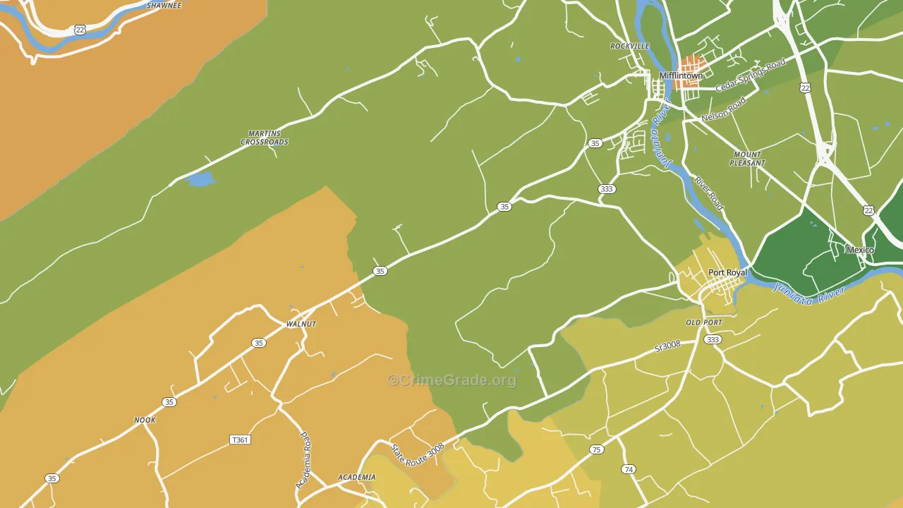 Mifflin, PA Map of Murder Rates