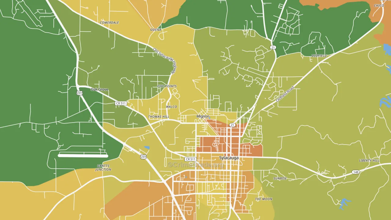 Mignon, AL Map of Murder Rates