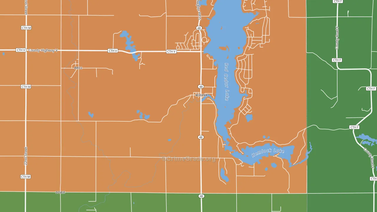 Mikana, WI Map of Murder Rates