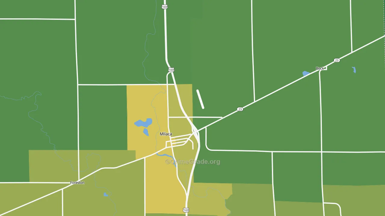 Milaca, MN Map of Murder Rates
