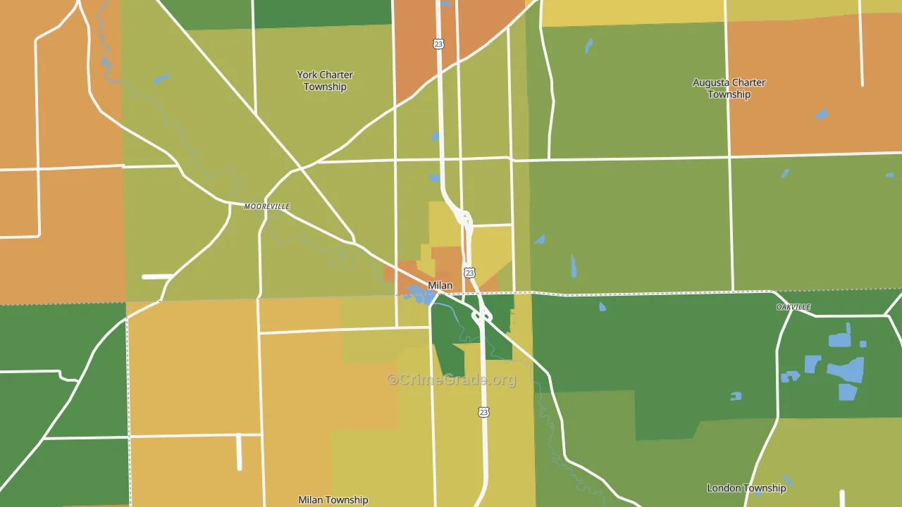 Milan, MI Map of Murder Rates