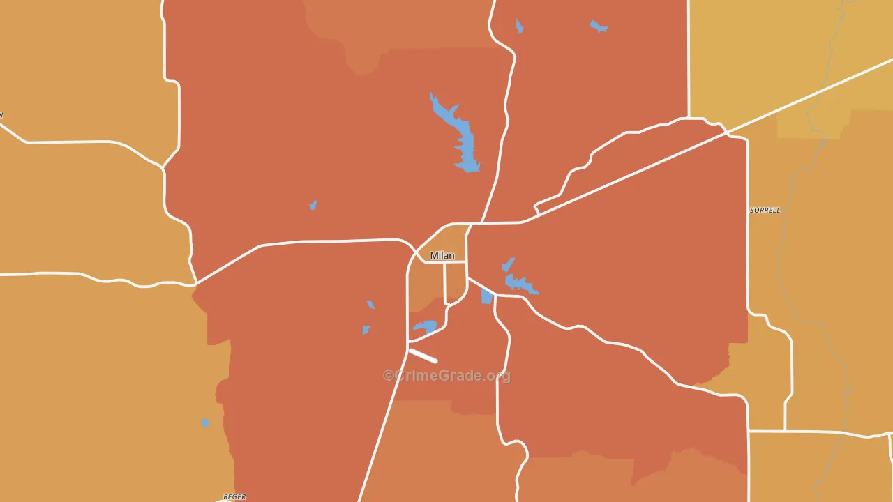 Milan, MO Map of Murder Rates