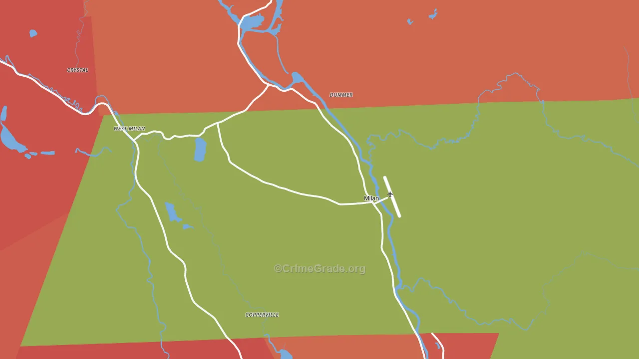 Milan, NH Map of Murder Rates