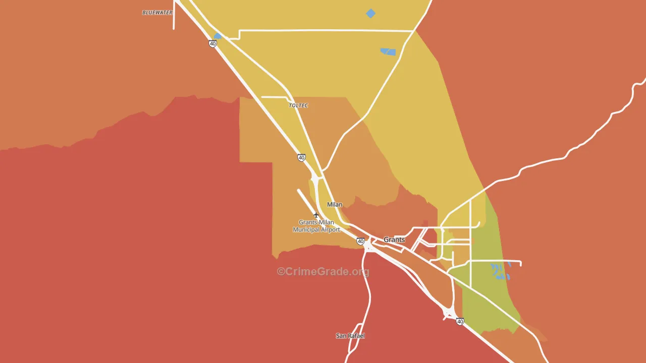 Milan, NM Map of Murder Rates