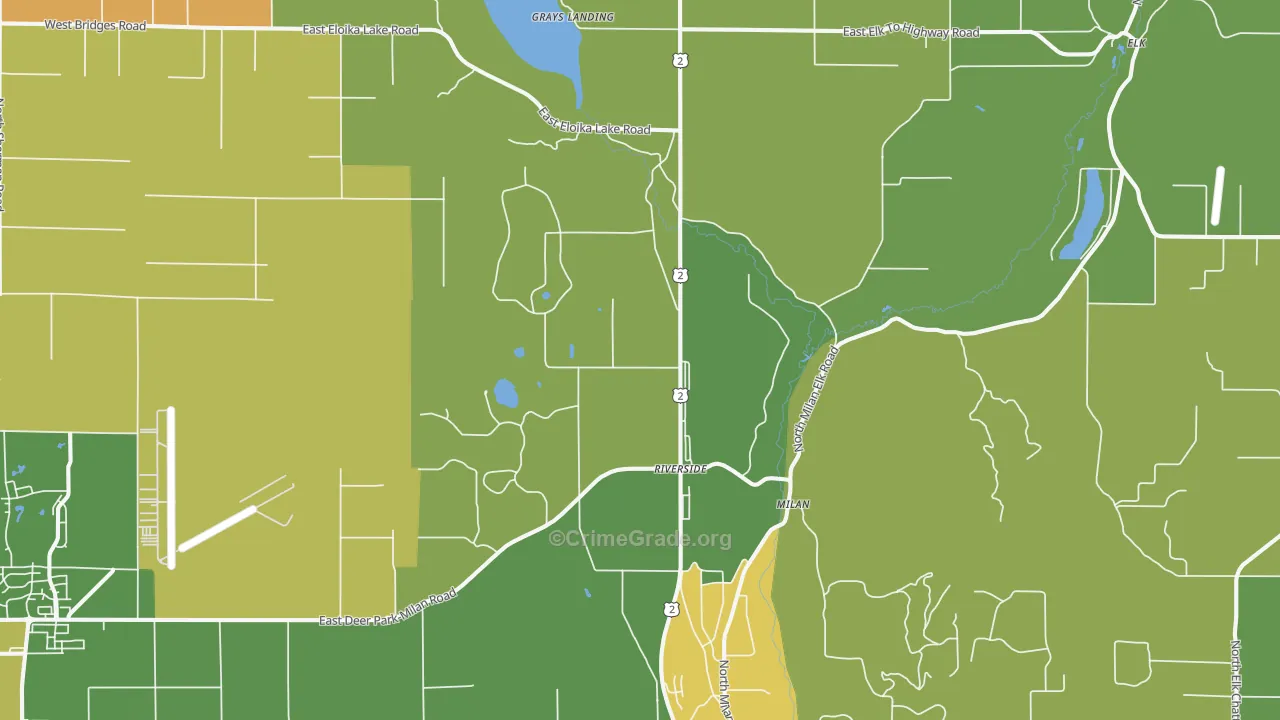 Milan, WA Map of Murder Rates