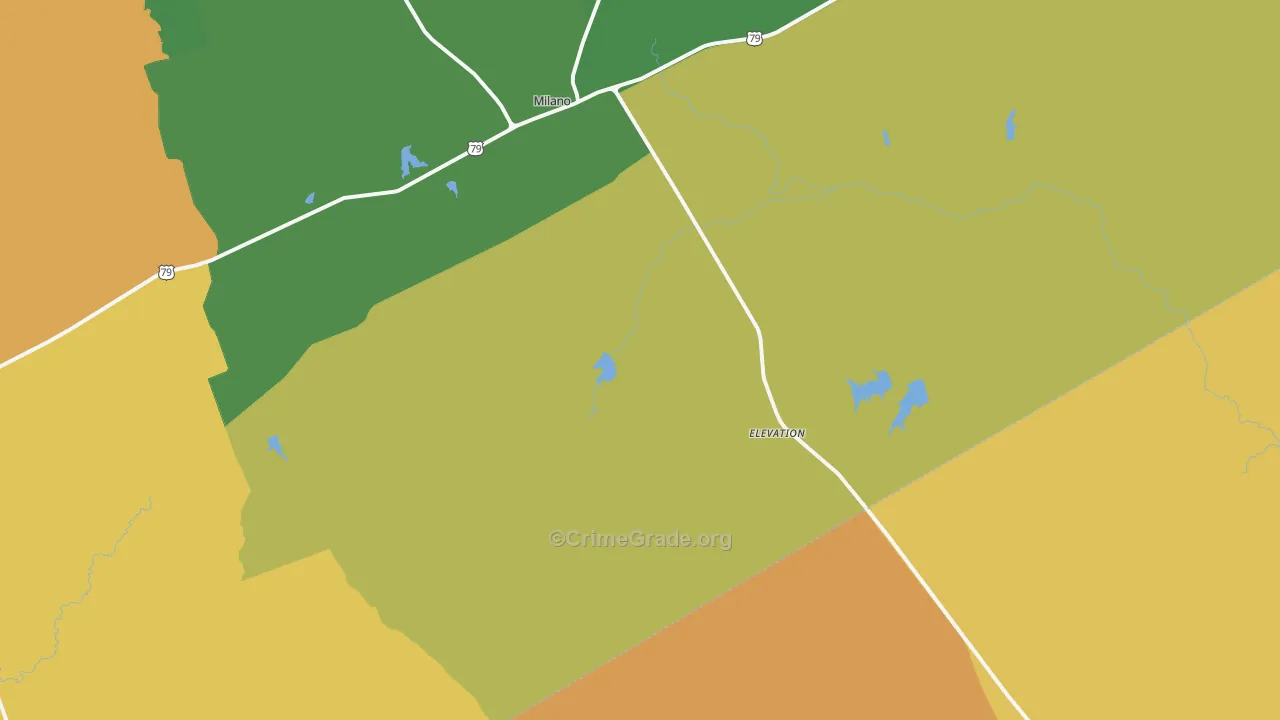 Milano, TX Map of Murder Rates