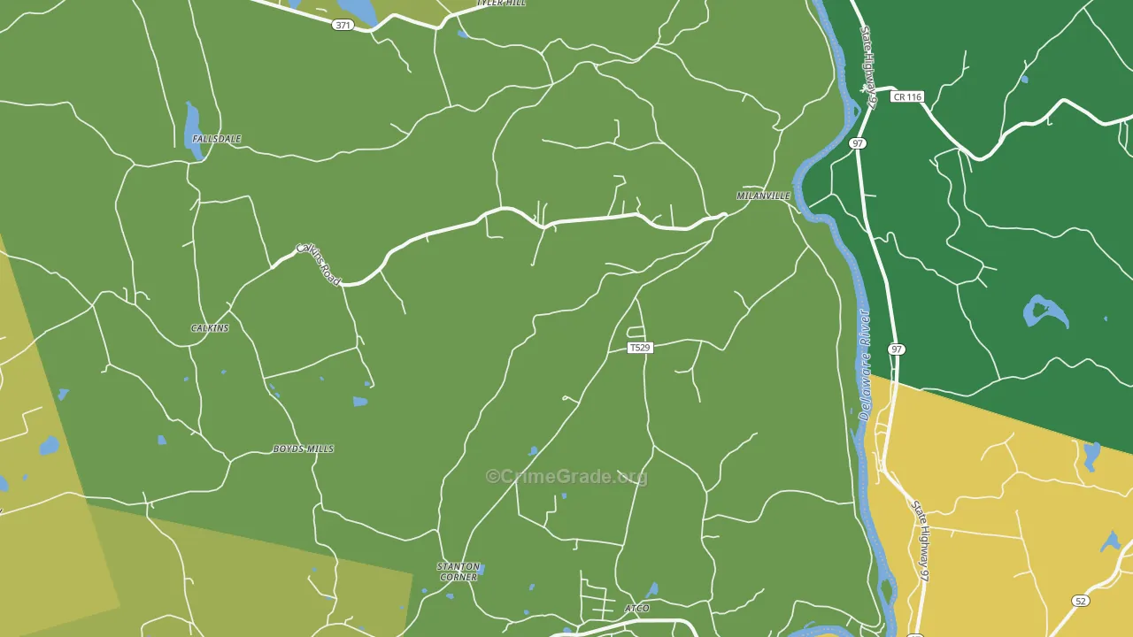 Milanville, PA Map of Murder Rates