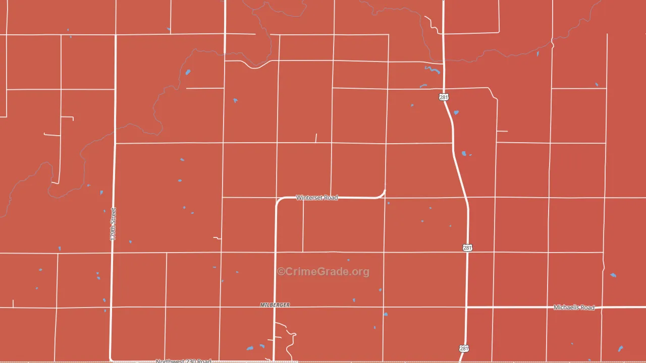 Milberger, KS Map of Murder Rates