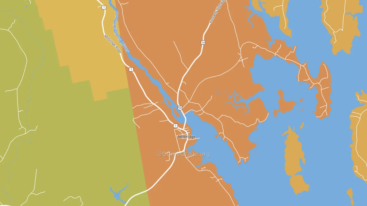 Milbridge, ME Map of Murder Rates