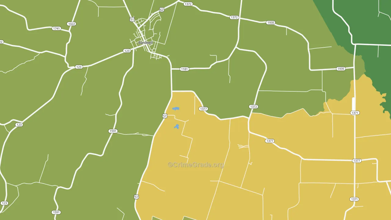Milburn, KY Map of Murder Rates