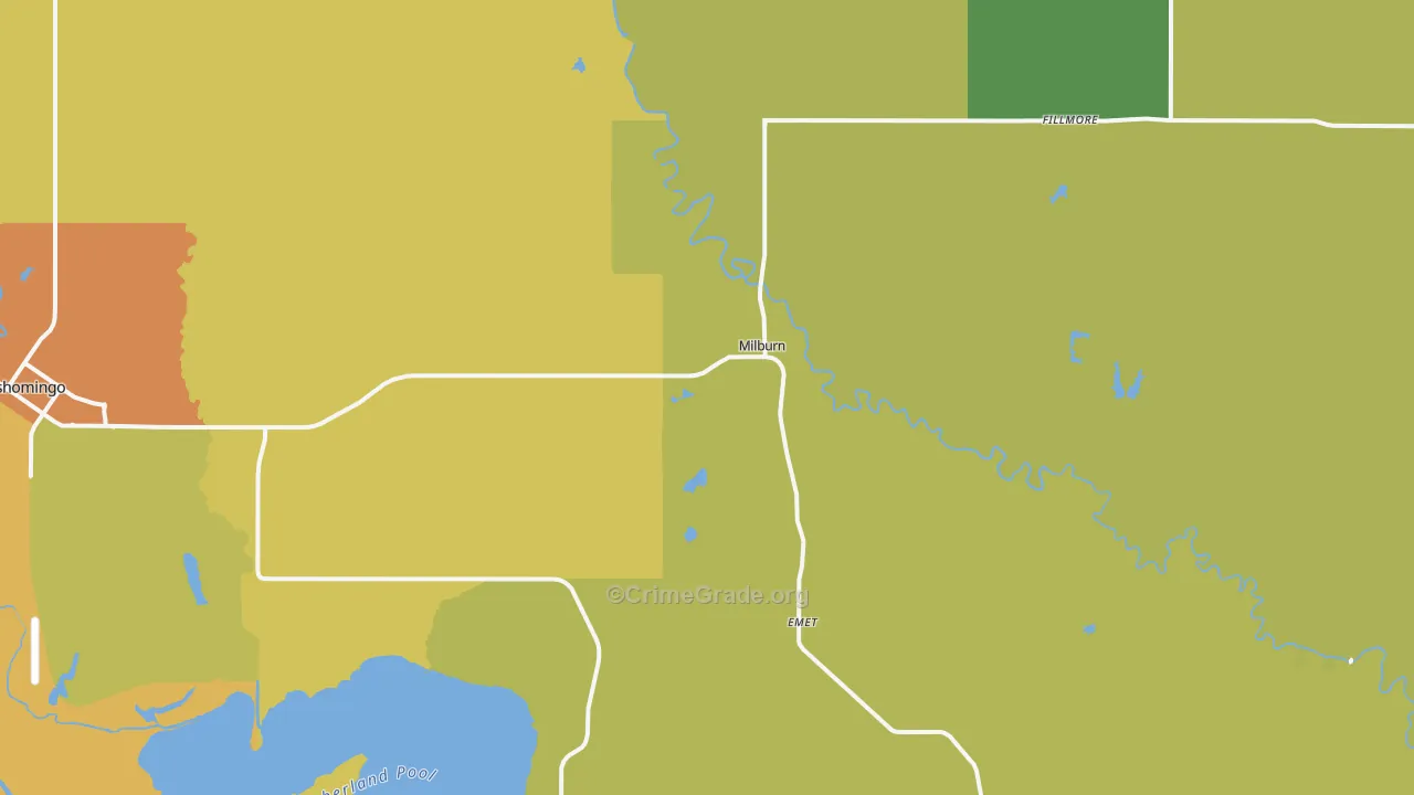 Milburn, OK Map of Murder Rates