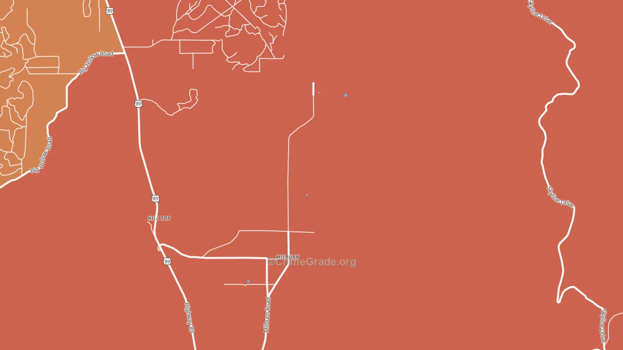 Milburn, UT Map of Murder Rates