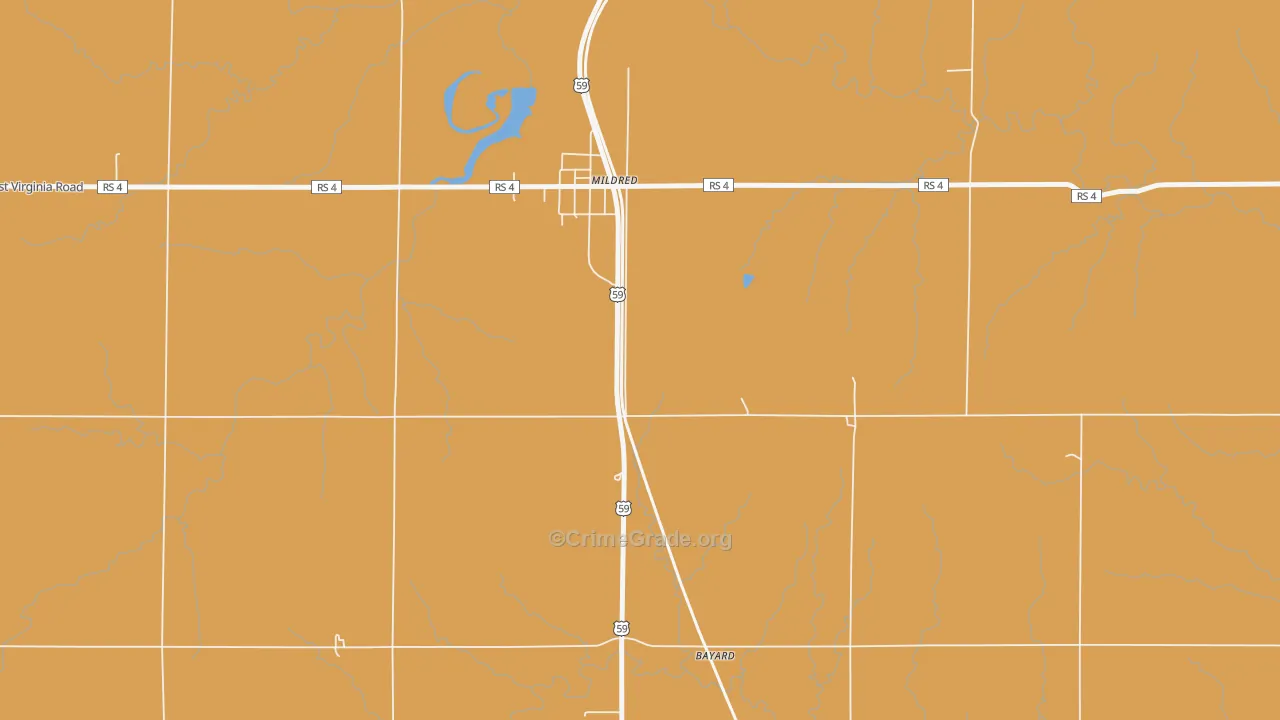Mildred, KS Map of Murder Rates
