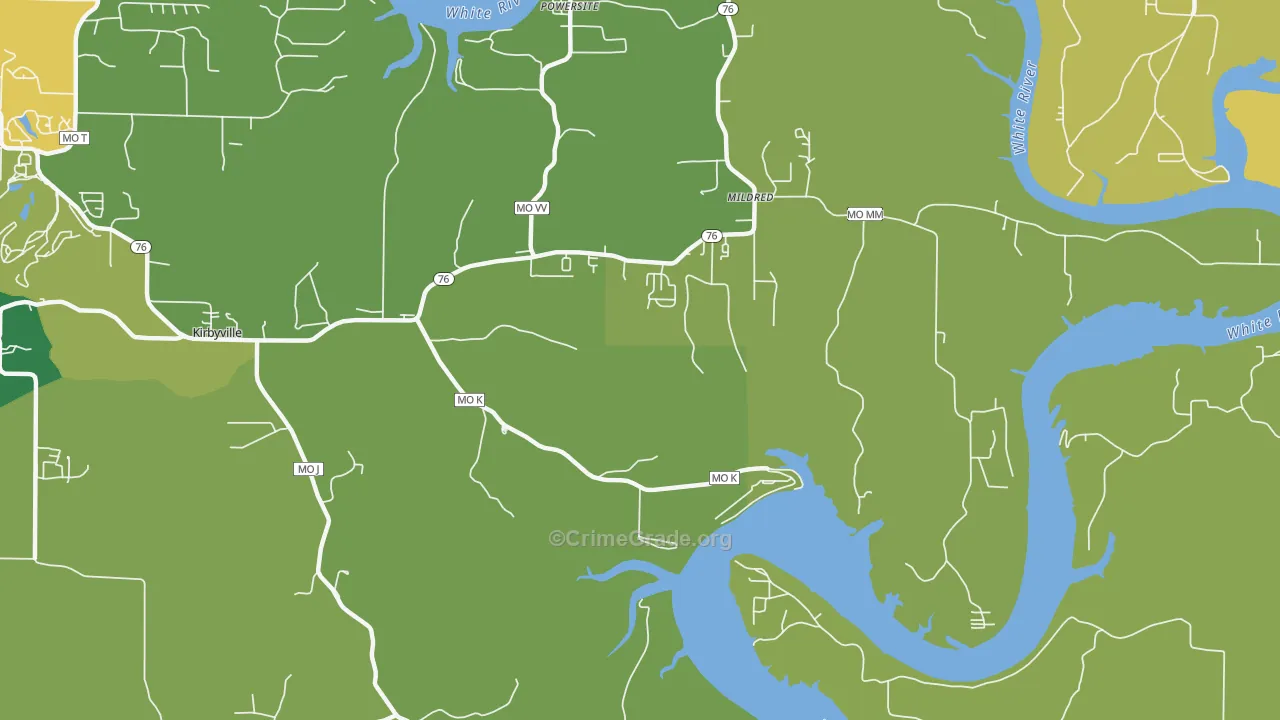 Mildred, MO Map of Murder Rates