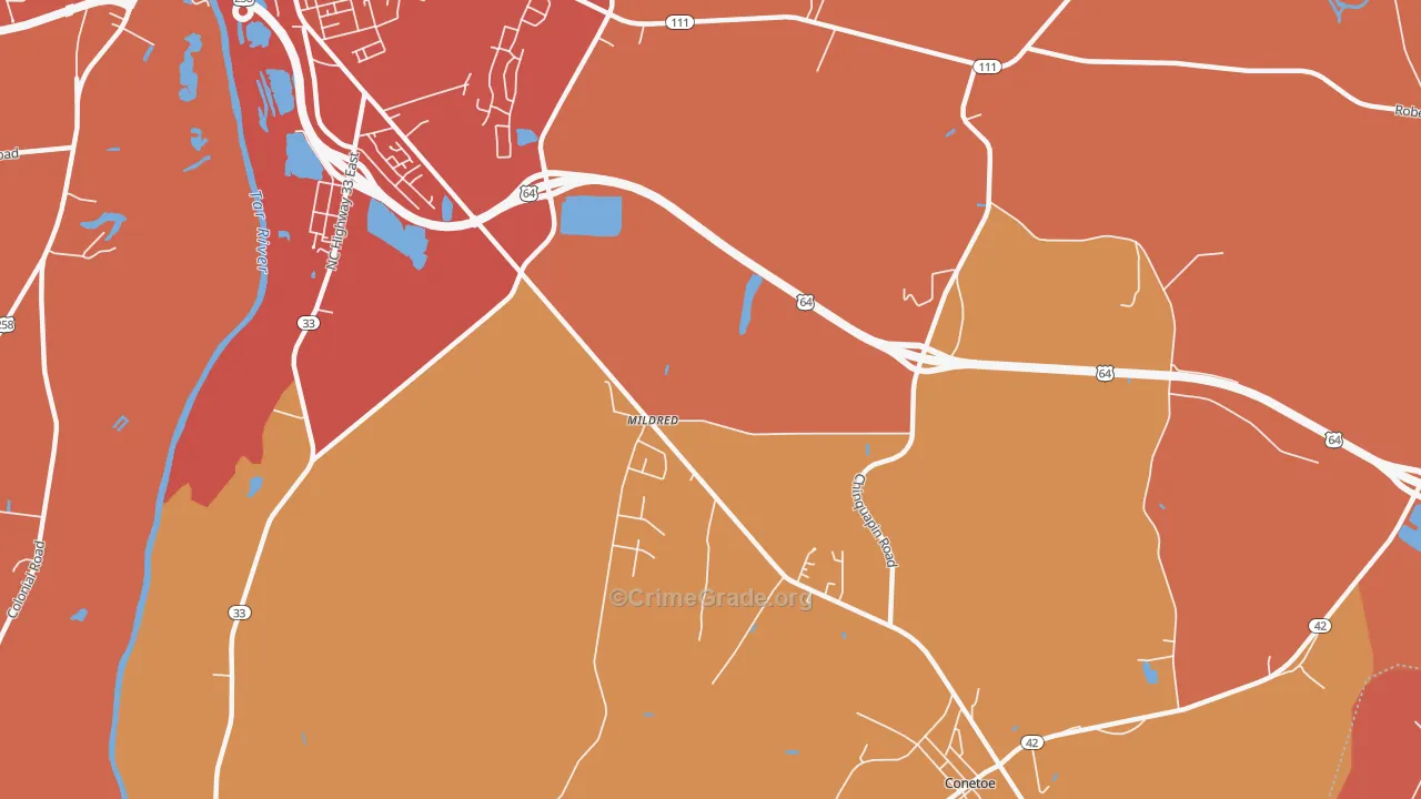 Mildred, NC Map of Murder Rates