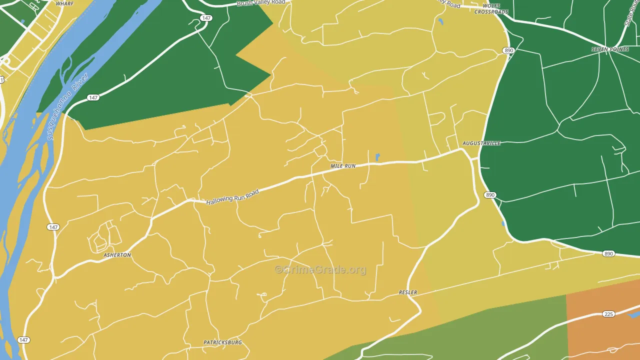 Mile Run, PA Map of Murder Rates