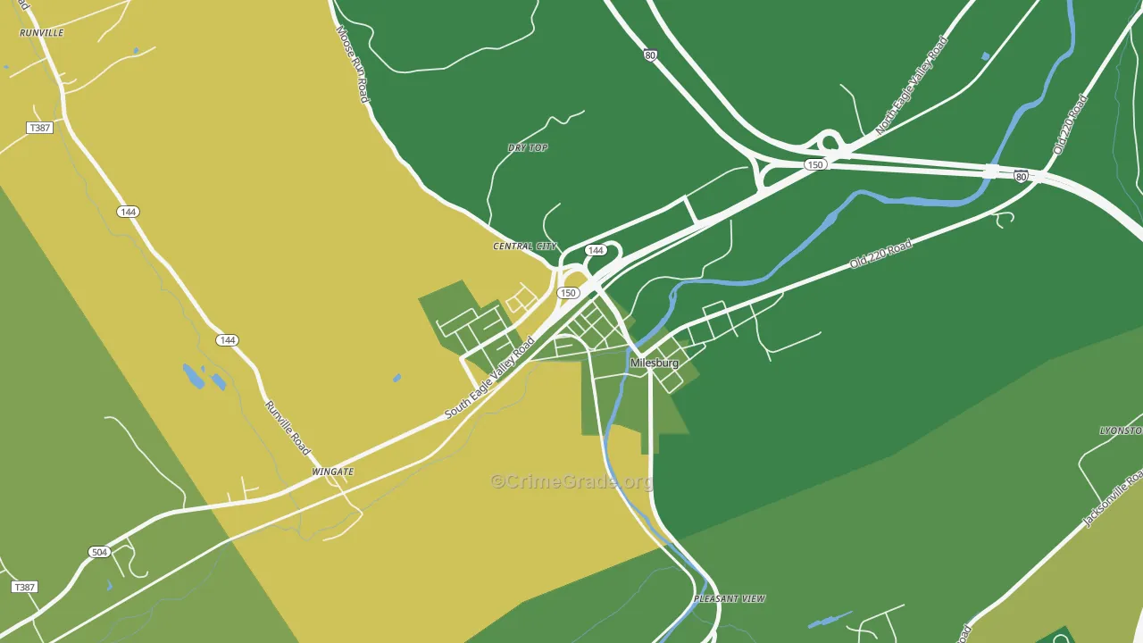 Milesburg, PA Map of Murder Rates