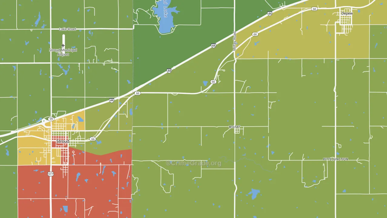 Milfay, OK Map of Murder Rates