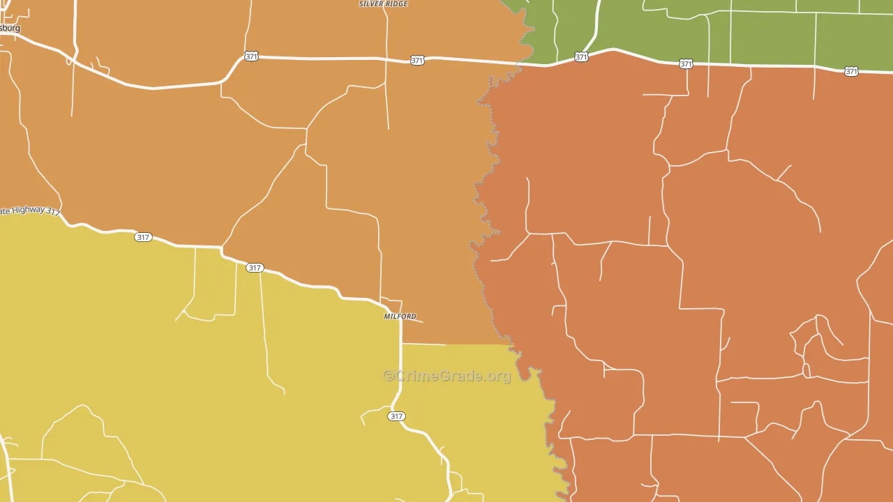Milford, AR Map of Murder Rates