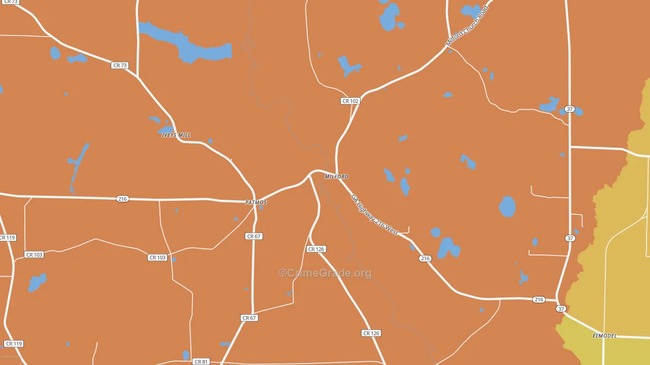 Milford, GA Map of Murder Rates