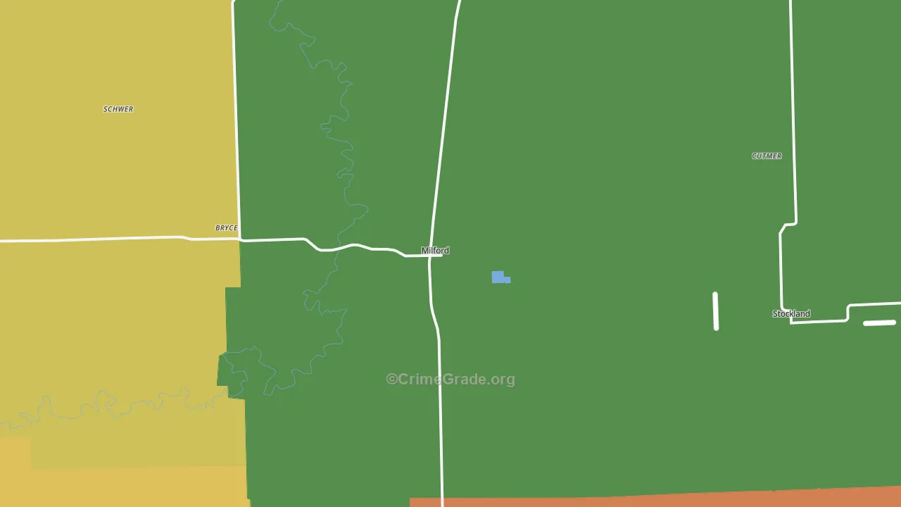 Milford, IL Map of Murder Rates