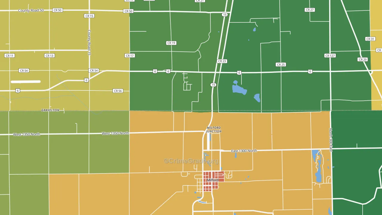 Milford Junction, IN Map of Murder Rates