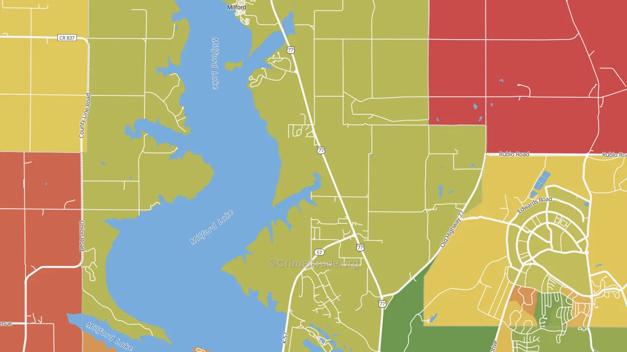 Milford, KS Map of Murder Rates