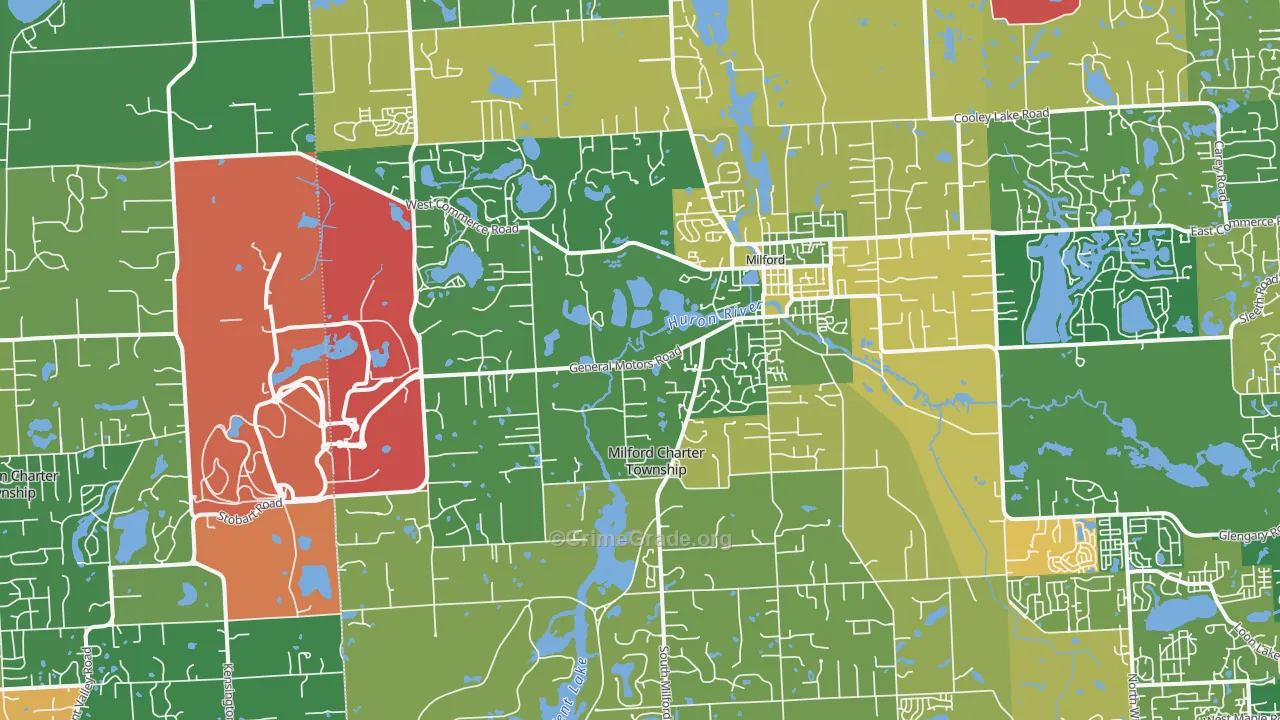 Milford, MI Map of Murder Rates