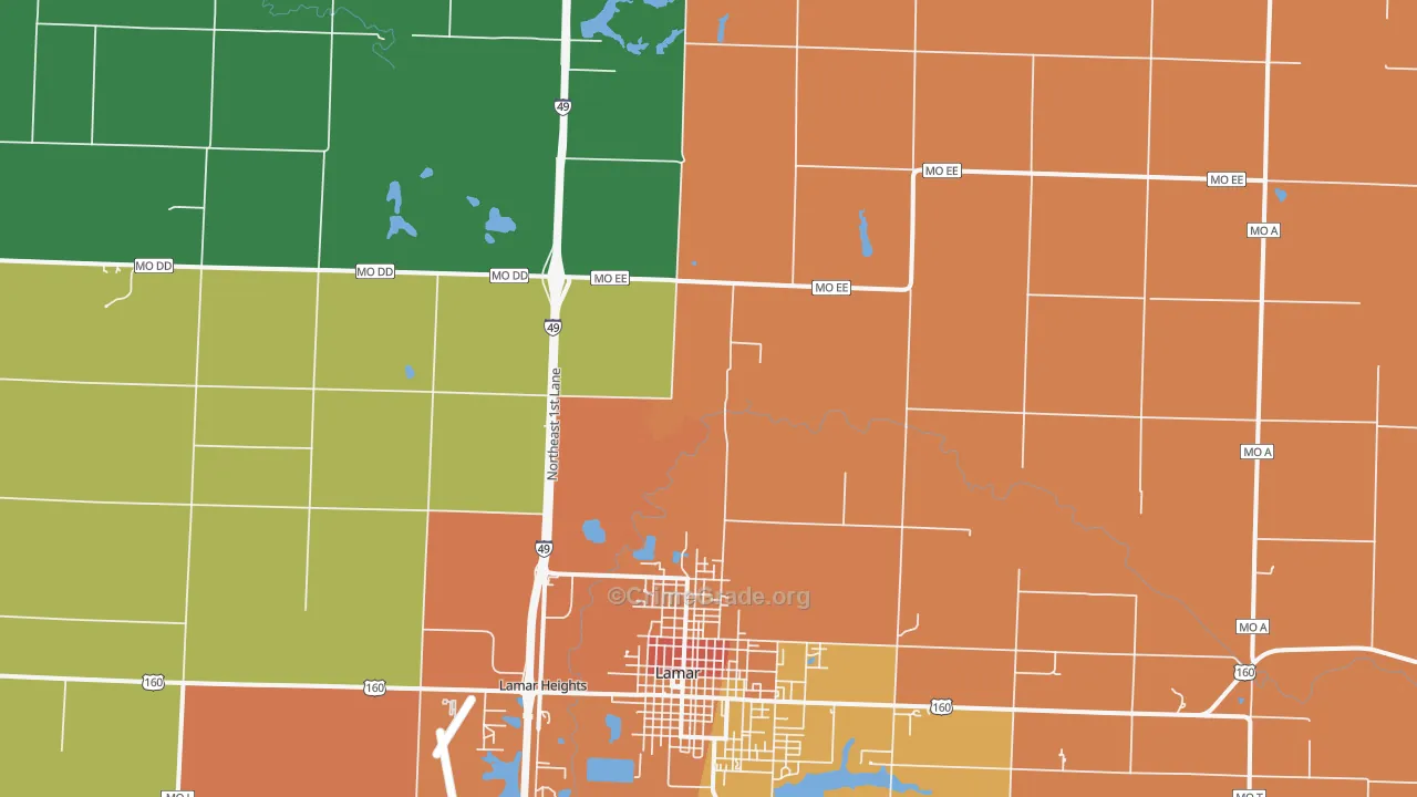 Milford, MO Map of Murder Rates