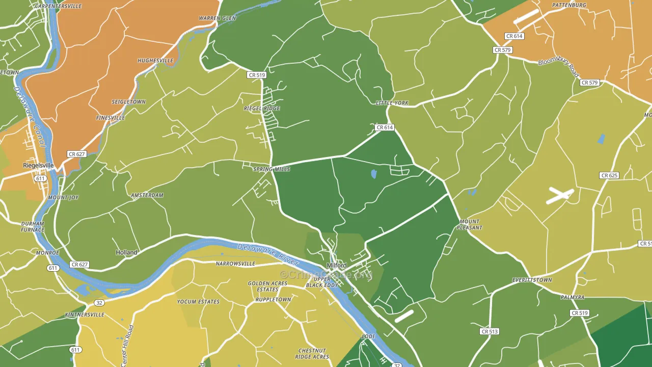 Milford, NJ Map of Murder Rates
