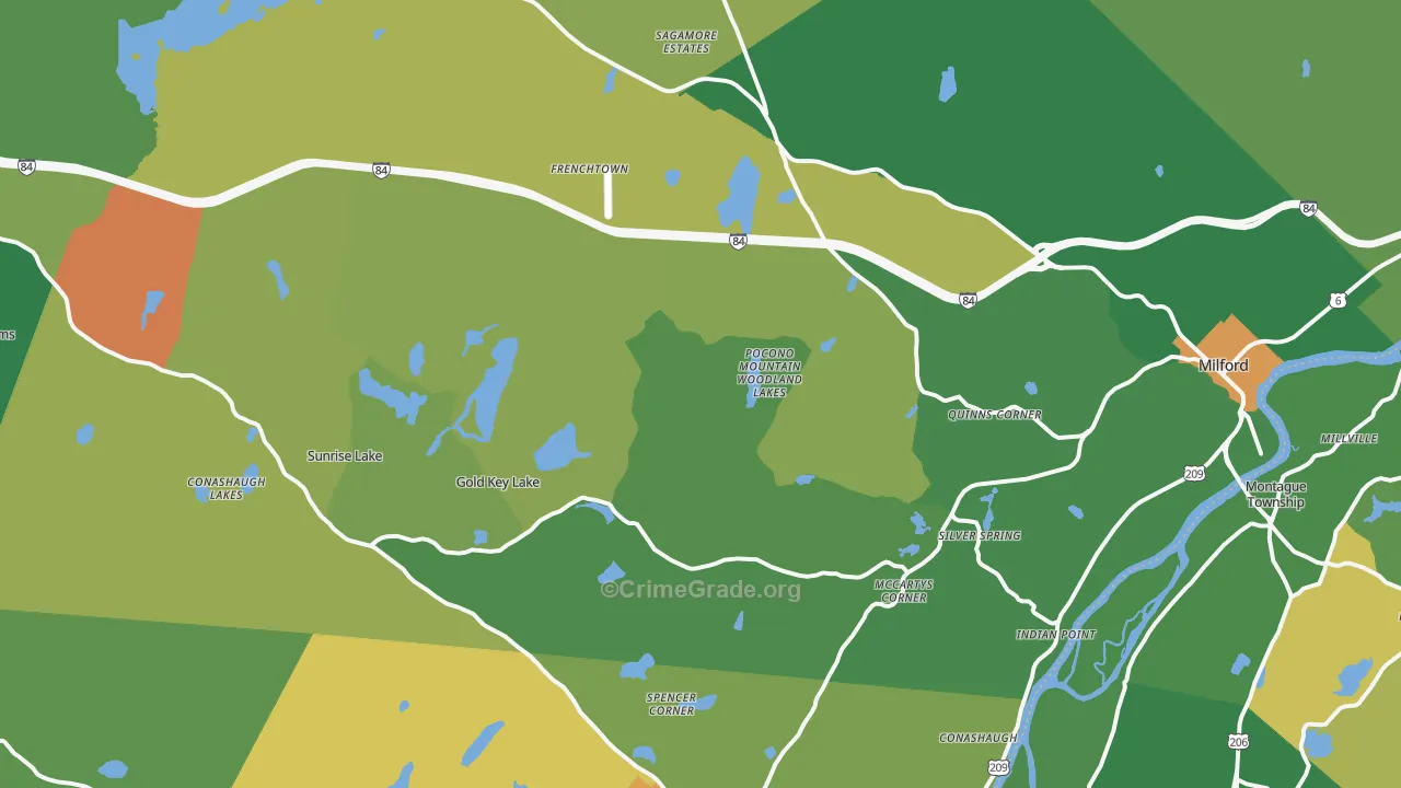 Milford, PA Map of Murder Rates