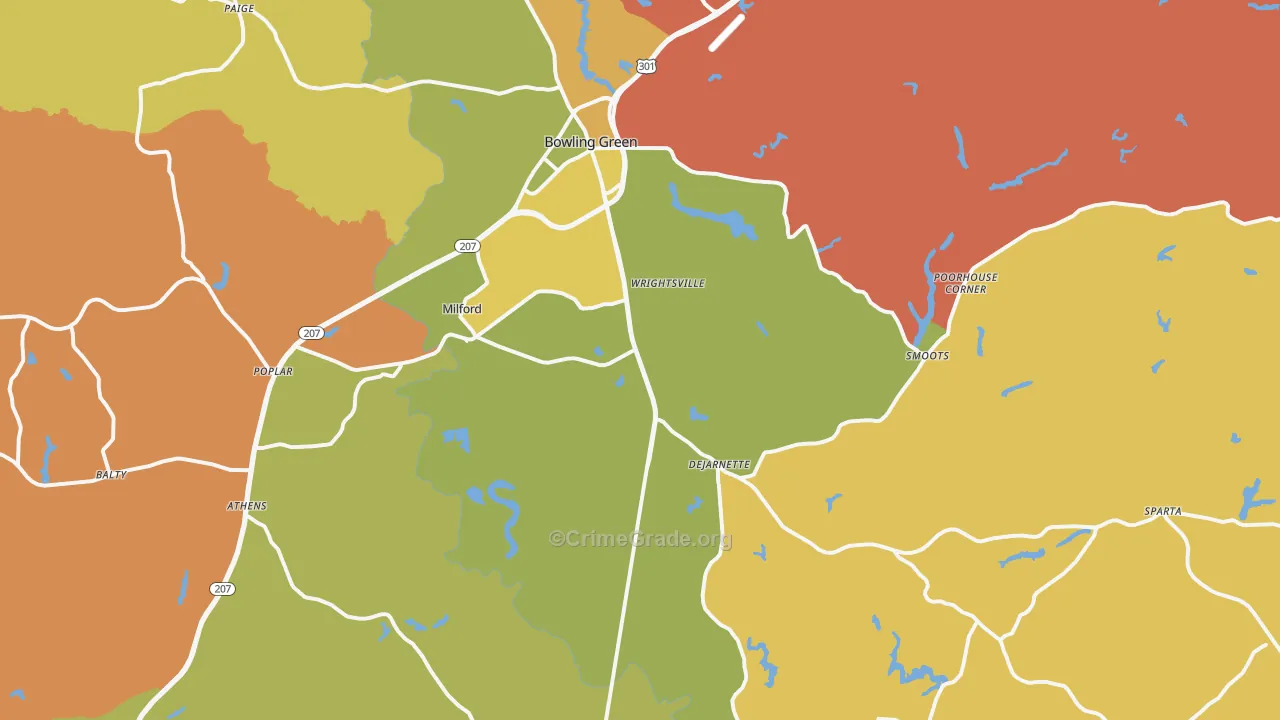 Milford, VA Map of Murder Rates