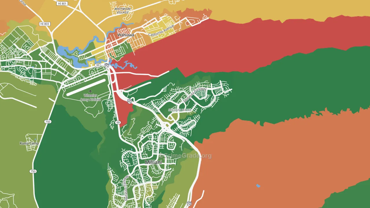 Mililani Mauka-Launani Valley, Mililani, HI Map of Murder Rates