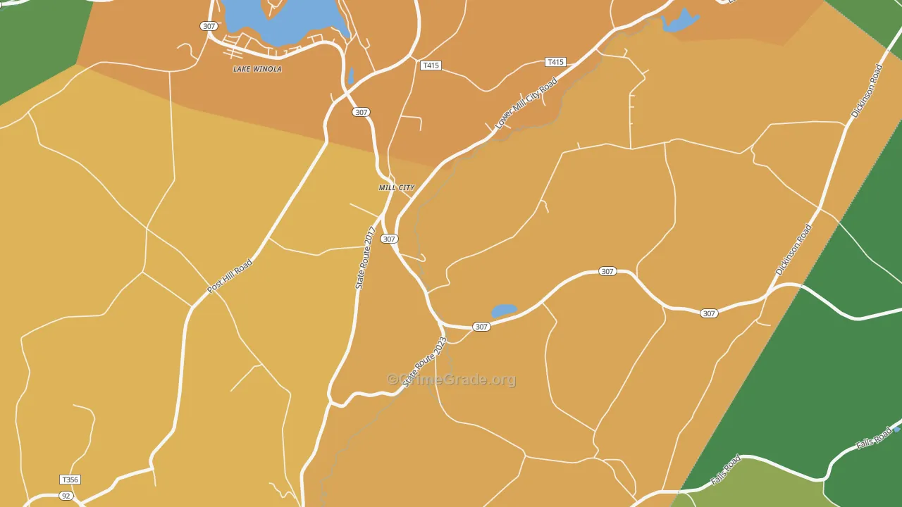 Mill City, PA Map of Murder Rates