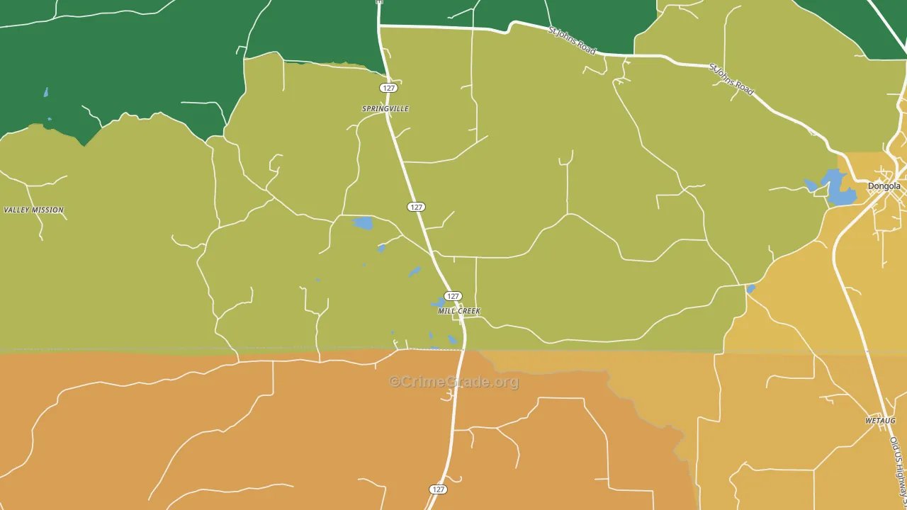 Mill Creek, IL Map of Murder Rates
