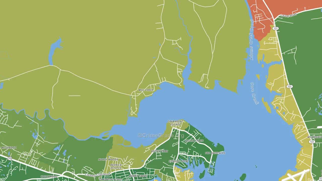 Mill Creek, NC Map of Murder Rates