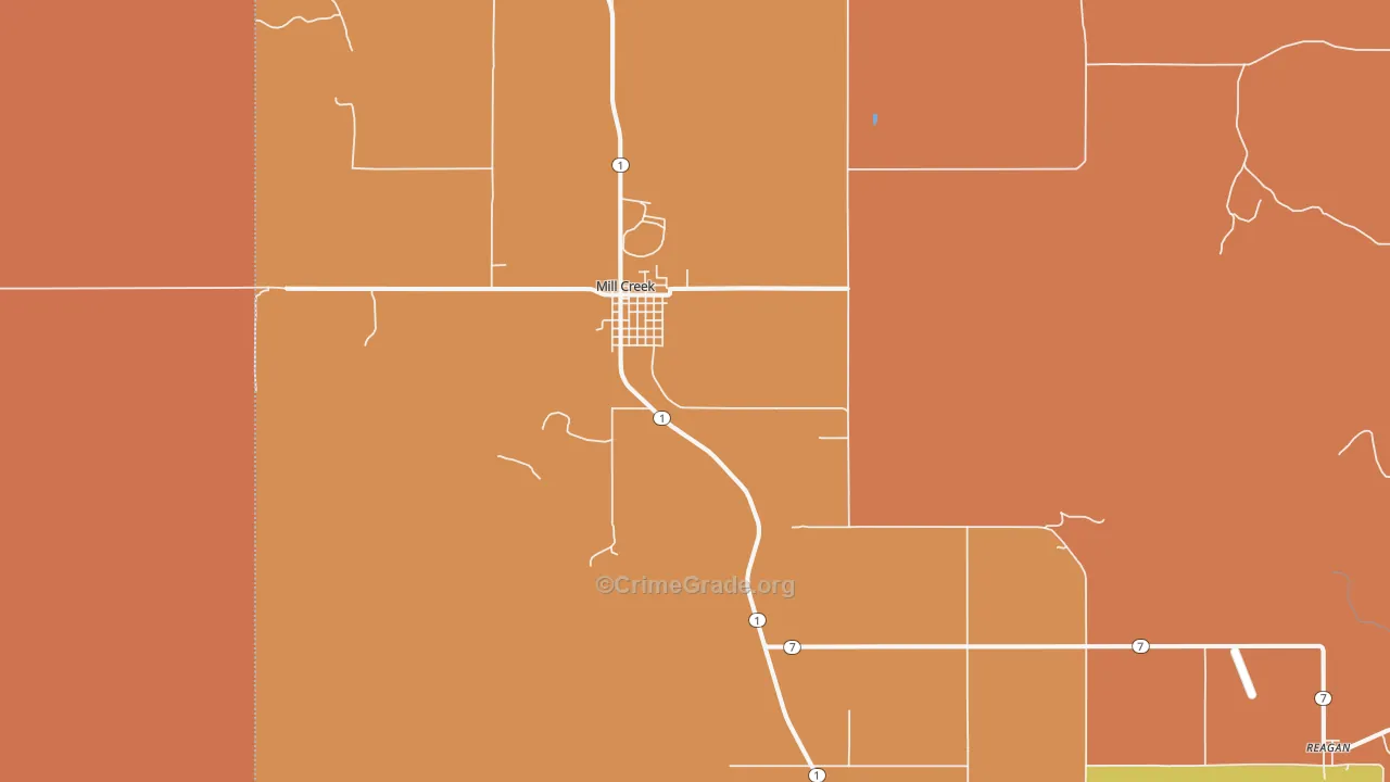 Mill Creek, OK Map of Murder Rates