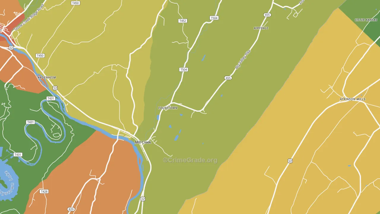 Mill Creek, PA Map of Murder Rates